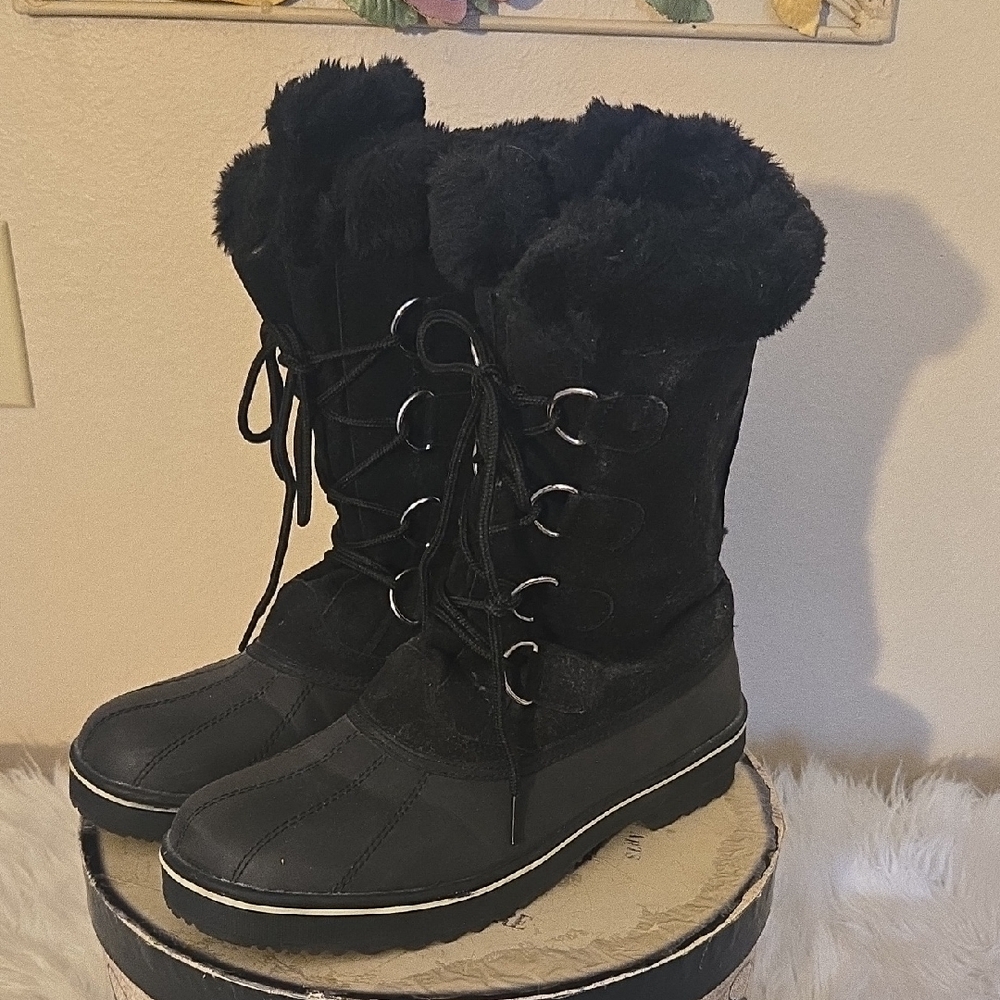 Style & Co. Black Lace-Up Winter Boots